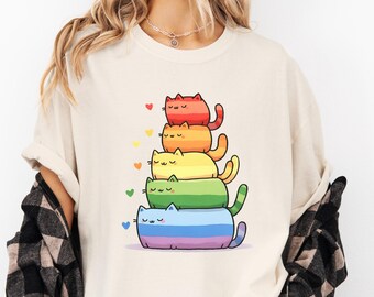 Rainbow Cat Shirt, Pride Cat Shirt, LGBTQ Shirt, Pride Month Shirt, Gay Pride Shirt