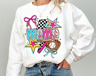 Baseball Mama Shirt, Baseball Mom Tee, Softball Mom Shirt, Coquette Baseball Shirt, Retro Sports Mom Tee, Baseball Season Gift