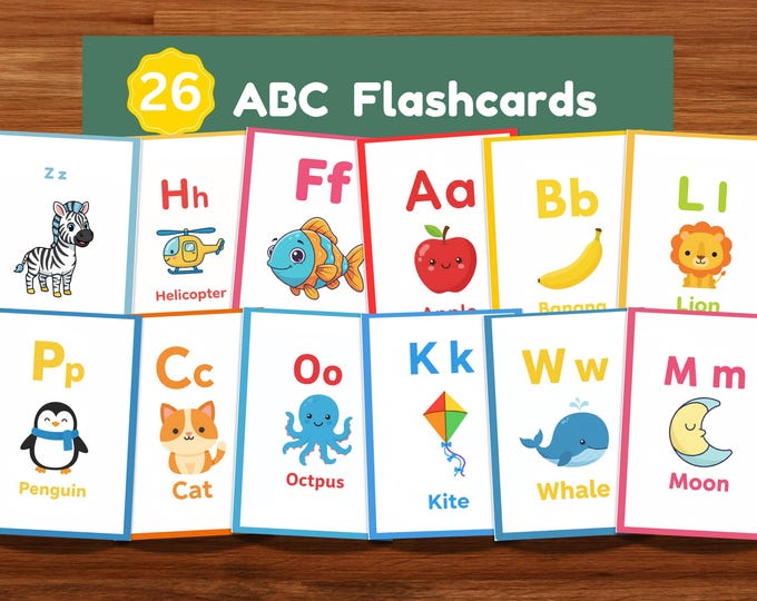 Printable ABC Flashcards for Kids, Alphabet Learning Cards With ...