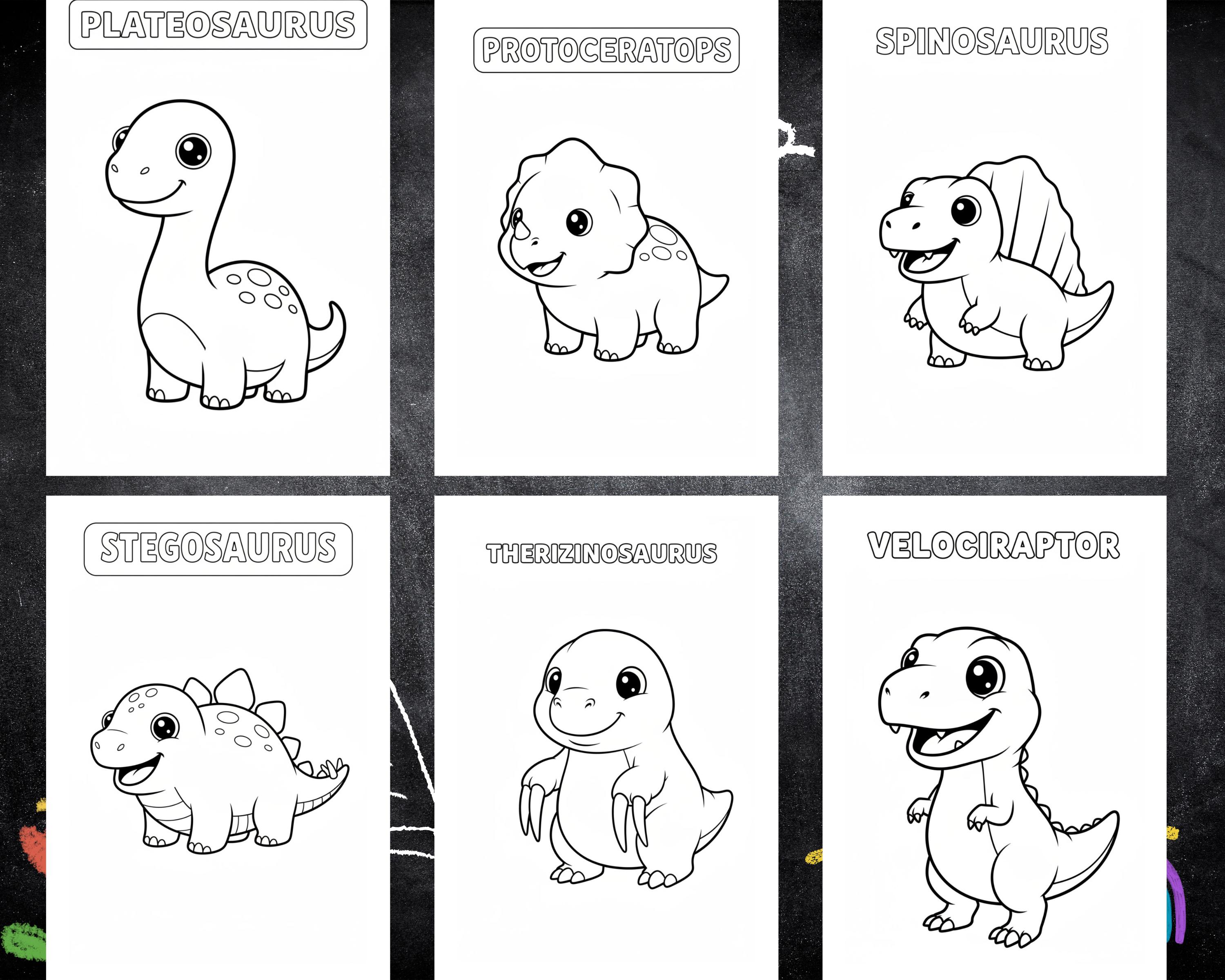 50 Dinosaur Coloring Pages With Names, Dinosaur Species Coloring Book ...