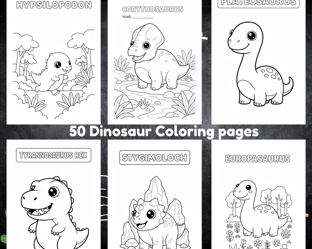 50 Dinosaur Coloring Pages With Names, Dinosaur Species Coloring Book ...