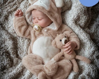 Bebé Reborn Noah de 50 cm (20 pulgadas) durmiendo / Muñeco realista de vinilo suave o tela / Regalo realista para niños y coleccionistas