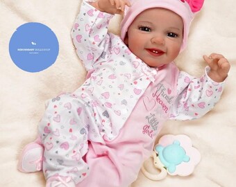 50cm Reborn Baby Mädchen “Leen” – Realistische Puppe mit Herzschlag, Atemgeräuschen & Schnurrbart