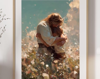 Jesus Hugging Child Print – Christian Inspirational Art (Digital Download)
