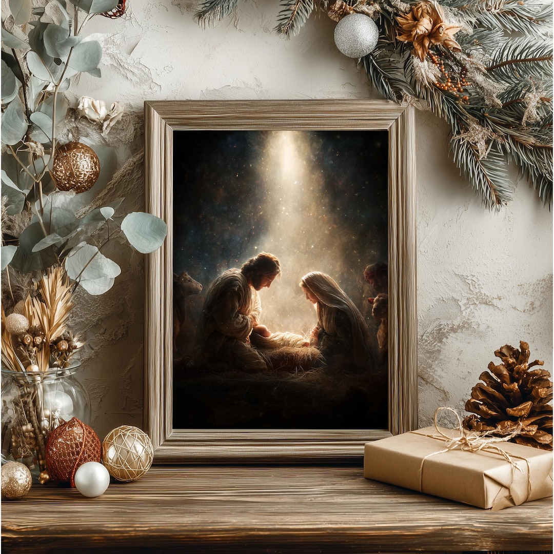 Nativity Scene Printable, Holy Family Christmas Wall Art (digital ...