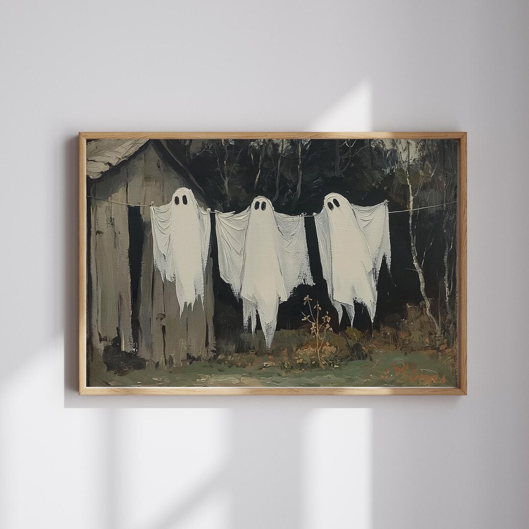 Vintage Ghosts on Clothesline Printable – Rustic Halloween Wall Art ...