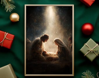 Holy Nativity Scene Wall Art, Sacred Christmas Decor (Digital Download) ER22