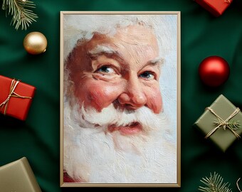 Vintage Santa Portrait Wall Art Classic Christmas Holiday Face Illustration (Digital Download) O21