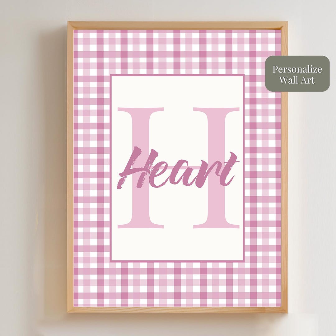 Pink Am Monogram Custom Pink Gingham Monogram Name Art (digital Download) - Etsy