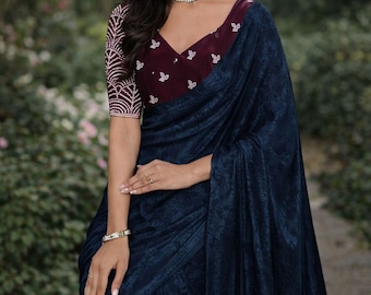 Space Silk Saree with Bead Work Blouse | Indian Wedding Attire