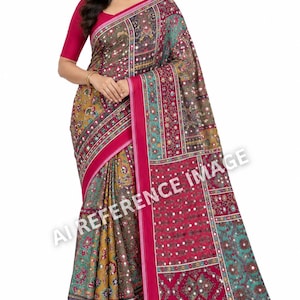 Multicolor Masakali Mirror Saree Indian Party Wear 4 Color Options
