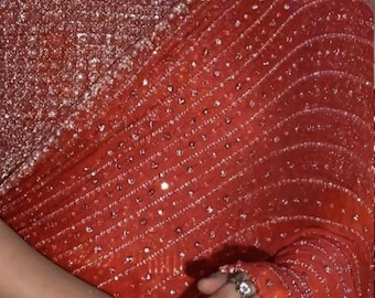 Heavy Georgette Saree with Sequins & Multi Embroidery | Party Wear