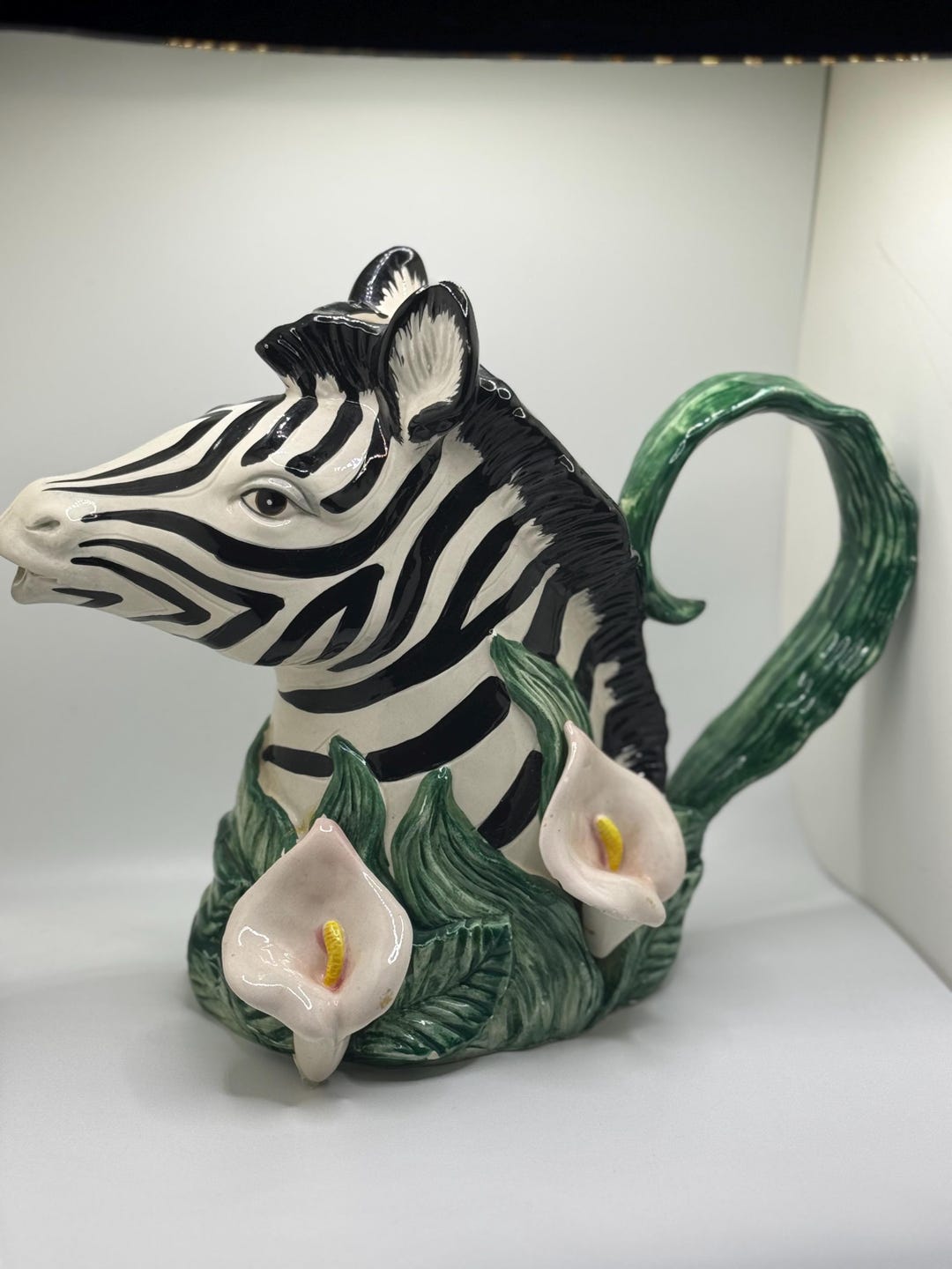 Pitcher Zebra Vintage Hand-painted Zebra Pitcher | 1991 Safari Ceramic Jug - Etsy