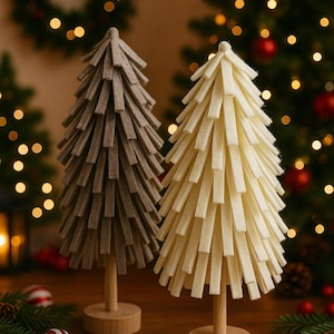 Sapins de Noël en feutre faits main - Décoration de vacances neutre - Arbres de table d&#39;hiver - Lot de 2