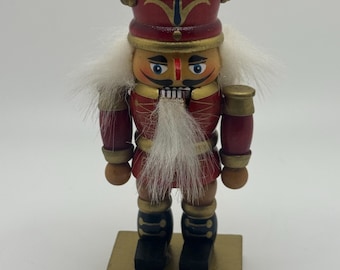 Miniature Wooden Nutcracker Soldier – Hand-Painted 5 Inch Christmas Figurine