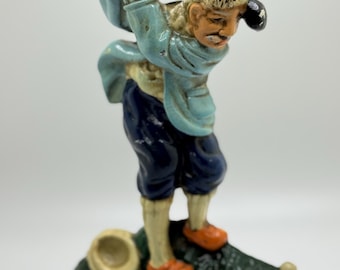 Figura vintage de golfista de hierro fundido – Decoración deportiva coleccionable pintada a mano, 19 cm (7,5")