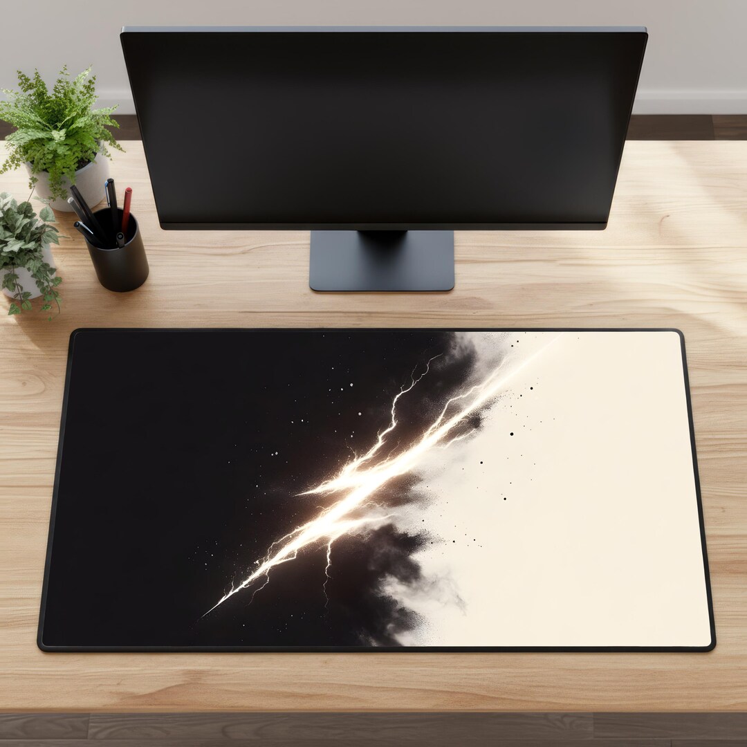 Desk Model Lightning Lightning Strike Desk Mat | Gamer Mousepad, Abstract Office Decor - Etsy