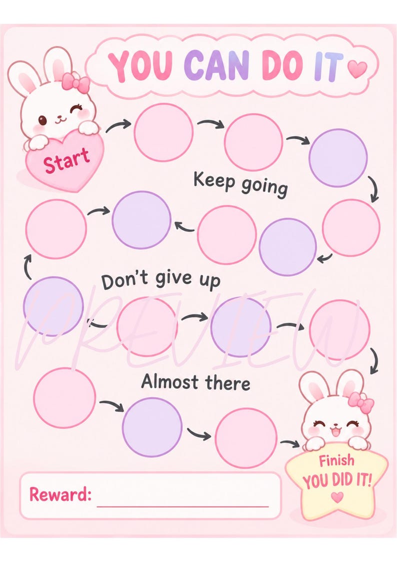 Kids Reward Chart Printable, Bunny Behavior Chart, Toddler Motivation ...