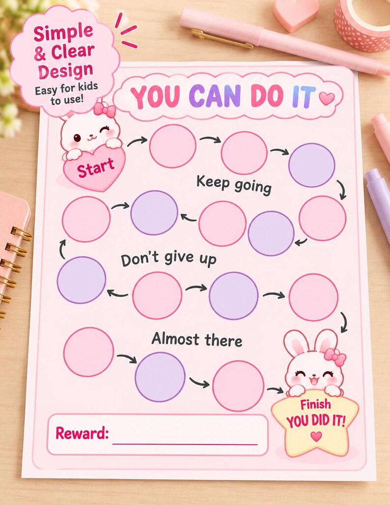 Print Incentive Chart Kids Reward Chart Printable, Bunny Behavior Chart, Toddler Motivation ...