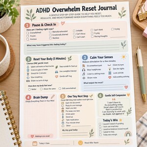 Ripristino della capacità di gestire l'ADHD (ADHD) tramite stampa, foglio di lavoro per svuotare la mente, agenda per adulti con ADHD, ripristino della paralisi da compito e delle funzioni esecutive, download immediato.