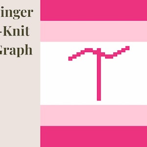 May include: A graphic design titled Finger-Knit Graph featuring a white central rectangle with a hot pink pixelated line pattern. The design is framed by horizontal bands of hot pink and light pink on a beige background, displaying a simple grid.