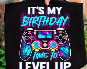 Archivo PNG digital: ¡Es hora de subir de nivel!, descarga instantánea, diseño de camiseta de videojuegos, PNG de jugador, PNG de videojuego, regalo de cumpleaños, PNG para niños