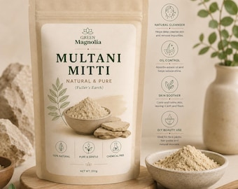Reines Multani Mitti Pulver | Fuller's Earth Clay zur Haut-, Haarpflege