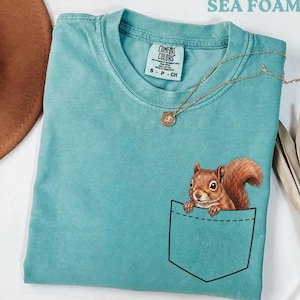 Comfort Colors Cute Squirrel Shirt, Spirit Animal Printed Graphic Tee, Gift for Her, Save the Earth Tee