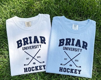 Comfort Colors Embroidered Briar University Hockey Shirt, Gift for Her, Off-Campus Series Fan Gift