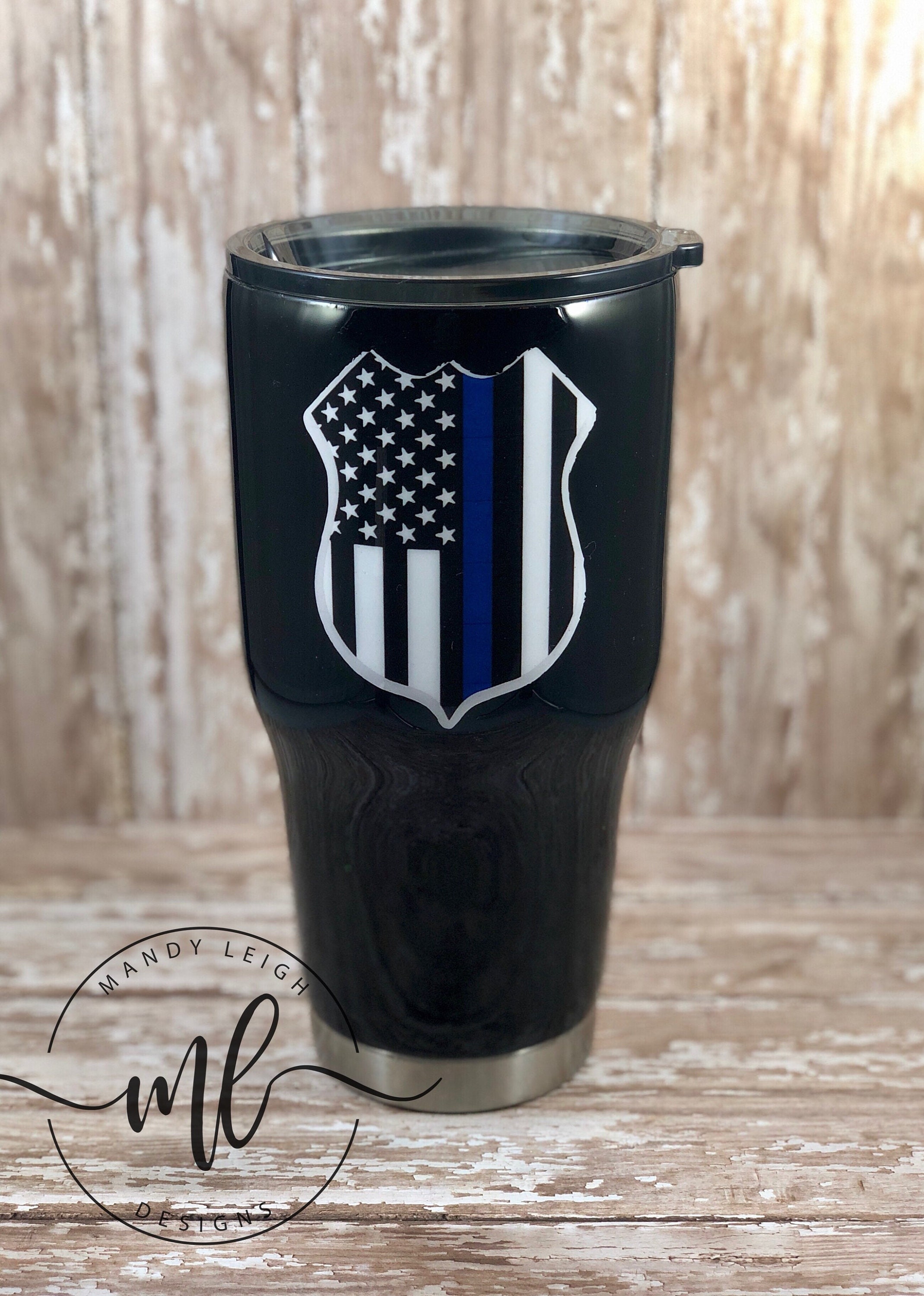 CUSTOM Thin Blue Line Tumbler Police Tumbler Shield Etsy