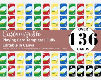 Plantilla de tarjeta personalizada del Uno, descarga digital, tarjetas del Uno, naipes Canva, noche de juegos, juego de cartas del Uno, plantilla de tarjeta, descarga digital