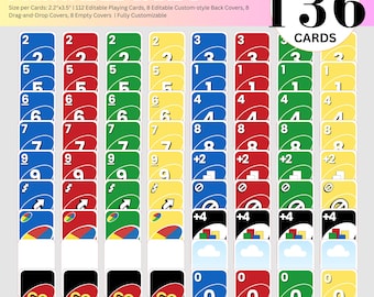 Plantilla de cartas Uno, baraja de cartas personalizada (descarga digital)