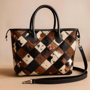 Handgjord tote-väska i kohud | Western Boho Purse