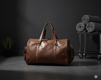 Handmade Calf Leather Duffle Bag: Travel, Gym, Weekender