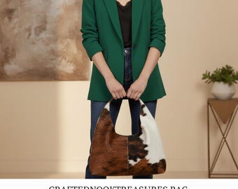 Handmade Cowhide Hobo Bag: Genuine Hair-on Hide Leather Shoulder Bag