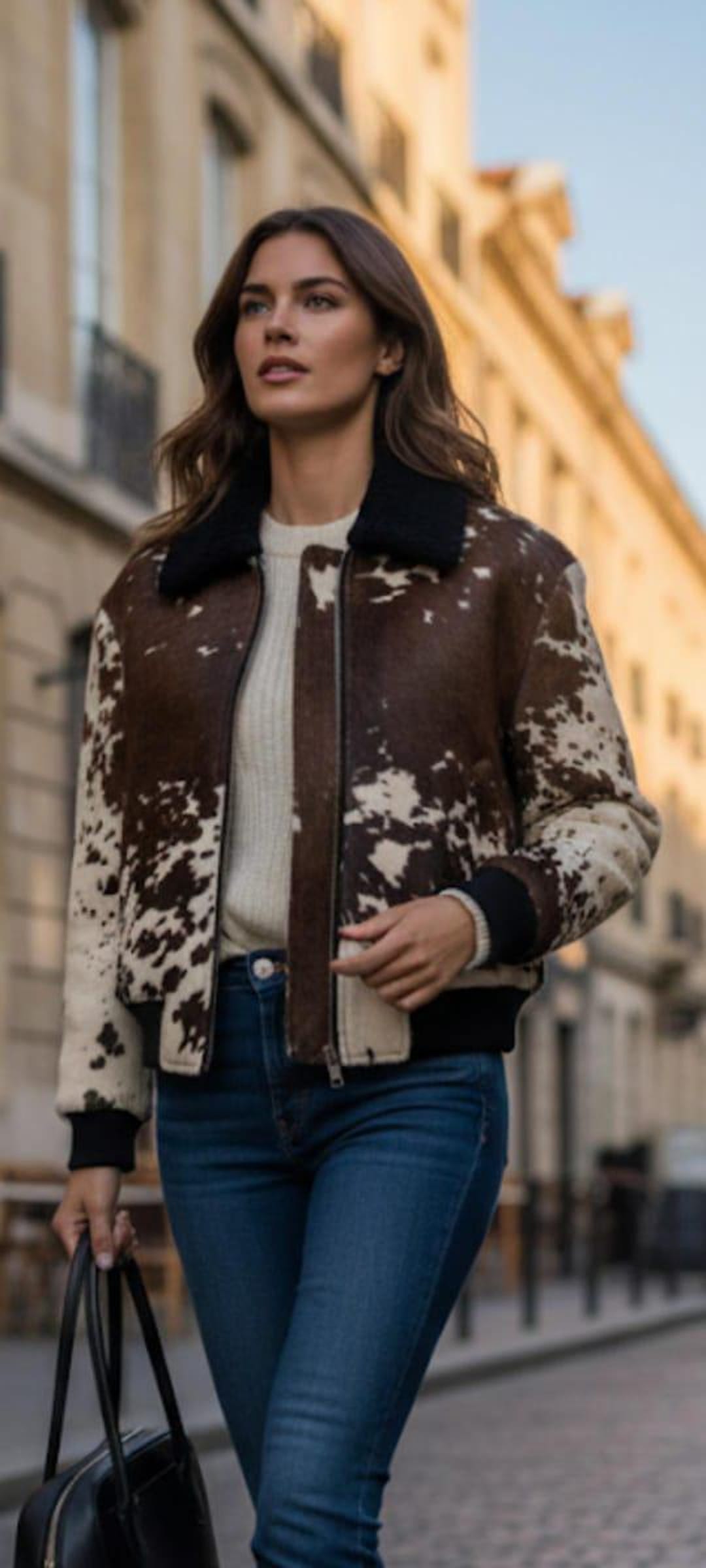Cowhide Hair-on Leather Jacket, Biker Jacket, Handmade Western Cote. - Etsy