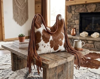 Genuine Cowhide Fringe Hobo Bag – Western Boho Leather Tassel Shoulder personalized bags
