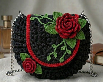 Crochet Bag Pattern, Floral Crossbody Handbag Tutorial (PDF Download)