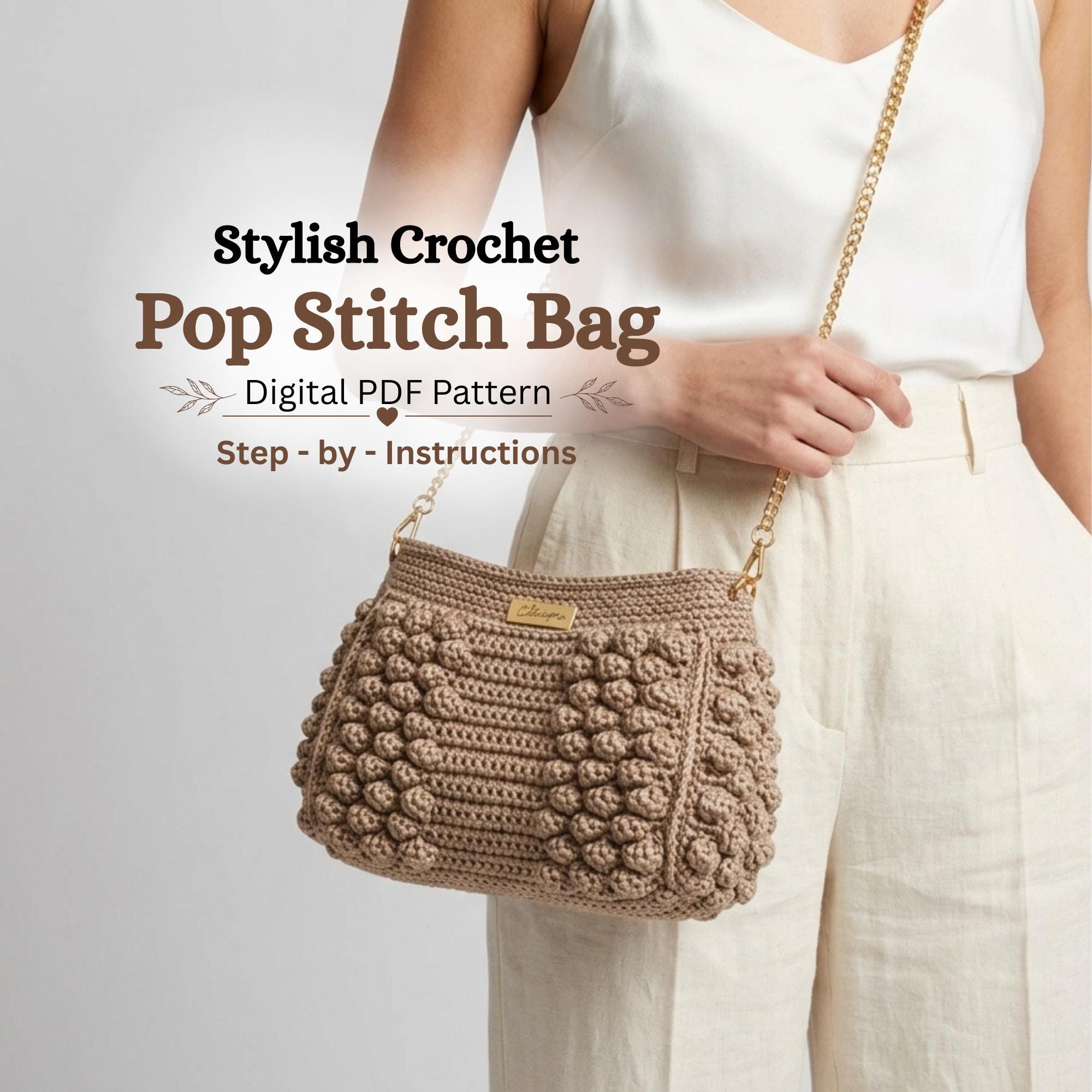 36 Hippie Crochet Patterns for Boho Outfits, Bags, Home Décor, and Gifts 2 Crochet Popcorn Stitch Bag