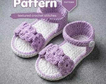 Crochet Baby Sandals Pattern | Textured Flower Design, Beginner Friendly (PDF Download)