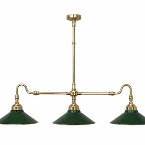 Handgemaakte messing biljartlamp | Groene schaduw pooltafel hangende kroonluchter | Bars Spelkamers