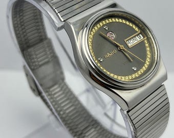 Vintage Rado Voyager Automatic Watch – Gray Dial Day-Date Swiss Made Wristwatch