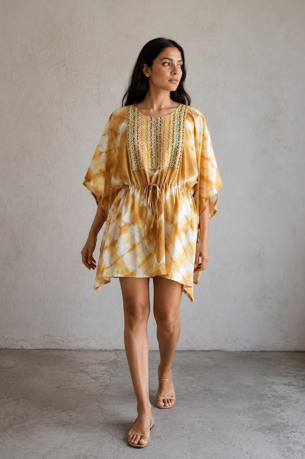 brown and white tie dye dress Boho Maxi Tie Dye Dress for Women / Open Back Bohemian Summer Resort Outfit in Dark Grey main image 1