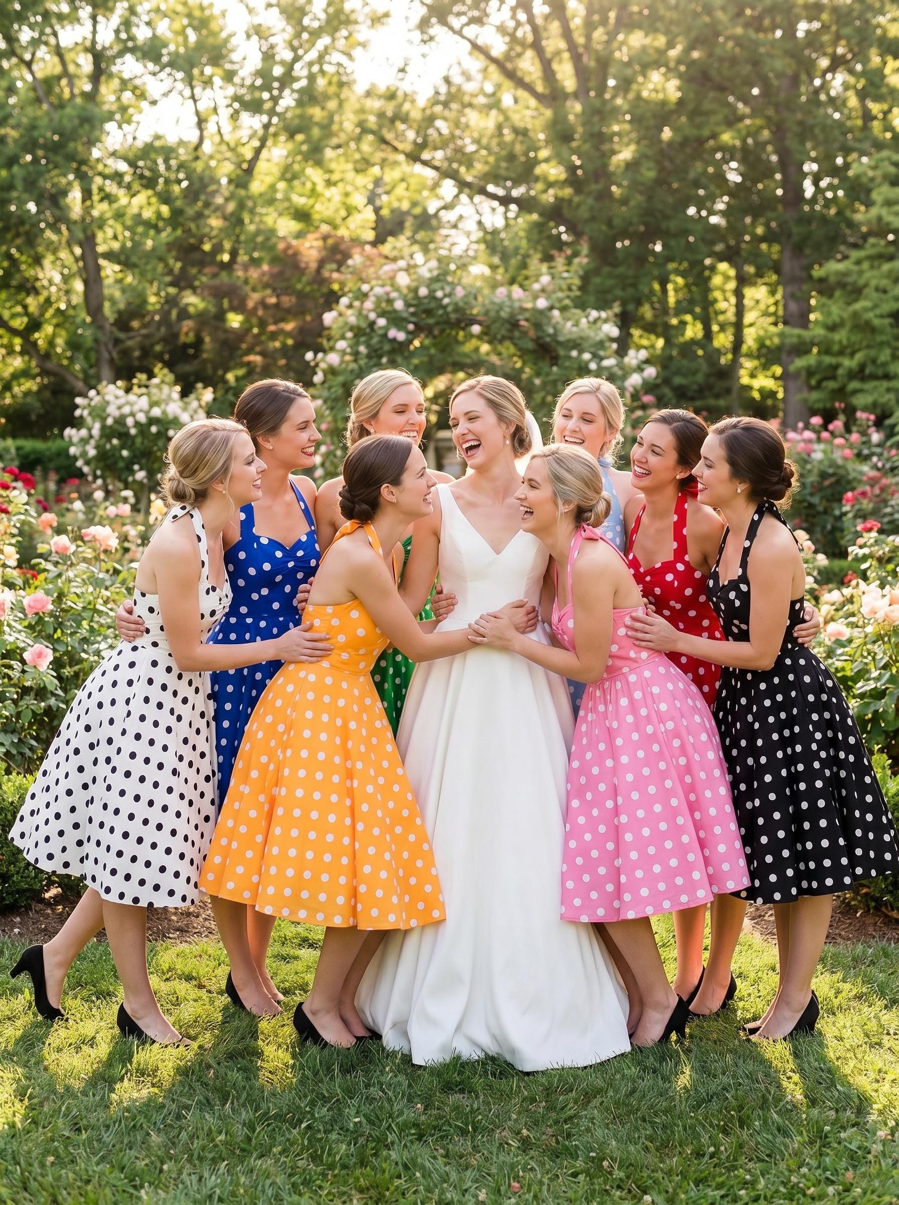 polka dot bridesmaid dress Solada Polka Dot Halter Maxi Dress main image 1