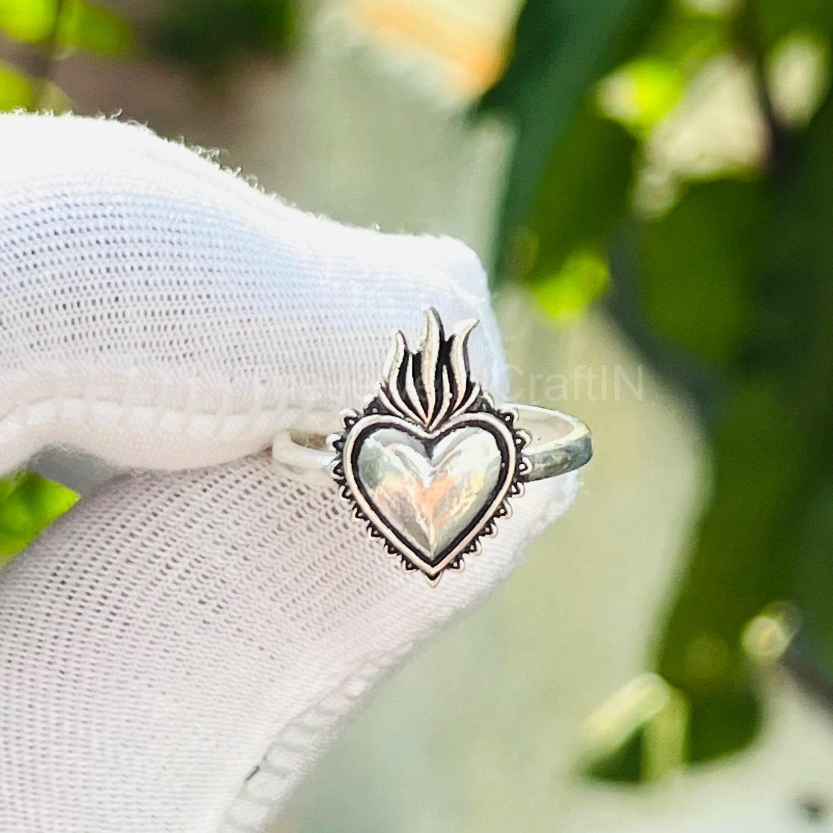 Bague Mexicaine Taille 10 En Argent 925 Avec Une Superbe Pierre Verte Incrustée