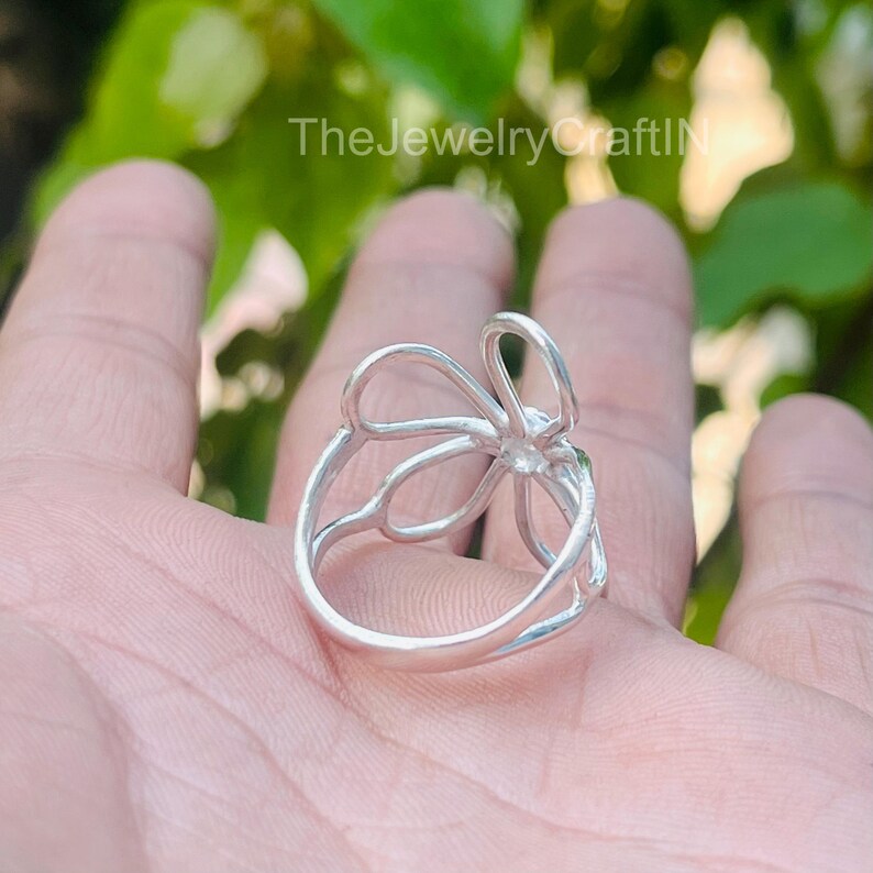 Ring Flower Pattern Handmade Sterling Silver Open Petal Flower Ring – Minimalist Floral ...