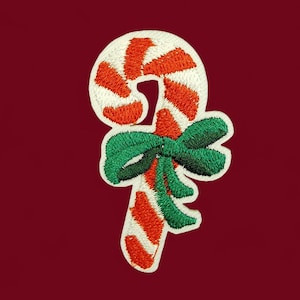 Bügel Patch Zuckerstange mit Schleife | Candycane | Aufnäher für Kleidung | Weihnachten Bügelbild