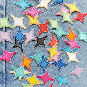 Bügel Patch Sparkle Sterne | verschiedene Farben zur Auswahl | Iron on patches stars | Aufnäher für Kleidung | Bügelbild Stickerei