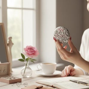 Pocket mirror disco ball | Gift idea | Mirror with name | Girlie gift | Pink patch bow