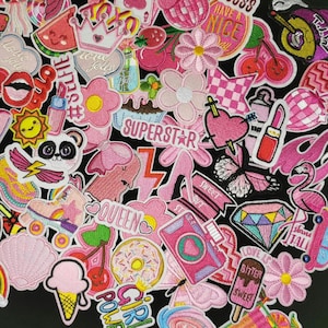 Bügel Patches 3 Stück | pink Suprise | Wundertüten Überraschung | Aufnäher für Kleidung | süße rosa Designs